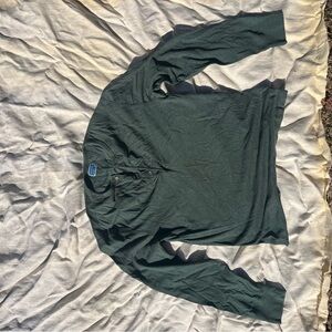 Dark Green Long Sleeve Henley Shirt